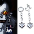 Miniatyrbilde 2 av 2: Death Note Ryuuku dråpeøreringer Menn Kvinner Hjerteøredobber Sirkel Øreklips Rustfritt stål Øredobber Cosplay Gaver circle ear clips