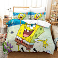 Miniatyrbild 3 av 5: HOUKIG Spongebob Täckeöverdrag 3D-tryck Animefigurer Täckeöverdrag för Tonåringar och Vuxna Quiltöverdrag med Kuddfodral med Blixtlås Stängning Mjuk Mi Double200x200cm