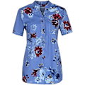 Miniatyrbild 3 av 5: Blommiga toppar för kvinnor 2023 Button Down Mode Casual Lång-/kortärmade skjortor Blus Blue 4X-Large