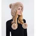 Miniatyrbild 3 av 7: Dam vinter Peruvian öronbeklädnad Beanie Hat Öronklaffar Sherpa Skidmössa Stickad Fleecefodrad 3 Pom Khaki Solid One Size