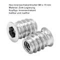 Miniatyrbillede 3 af 5: 100 stk. Trægevindindsats Hex Møtrik M6 X 15mm Zinklegering Skrueindsats Gevindfatningshoved Skrue M6 Træindsats Til Møbler Stole Træsenge