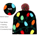 Miniatyrbillede 2 af 6: LED Julehue med Lys - Julehatte i Strik med 6 Farverige LED-Lys, Unisex Vinterhue Black
