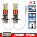 Pikkukuva 1 / 5: 2 kpl H3 LED-sumuvalaisimien polttimoiden muuntokitti erittäin kirkas Canbus 6000K valkoinen 100W