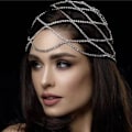 Miniatyrbilde 1 av 4: Rhinestone Mesh Headpiece Bryllup Head Chain smykker for kvinner Crystal Head Cap Gold