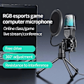 Miniatyrbild 5 av 5: USB Mikrofon Rgb Mikrofon Kondensator Wire Gaming Mic För Podcast Inspelningsstudio Streaming Laptop Stationär PC Black