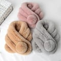 Miniatyrbild 5 av 5: Konstgjord Päls Enfärgad Vinterhalsduk Plyschboll Bred Tjocknad Pälshalsduk Wrap Modeaccessoarer Cream-coloured 70cm