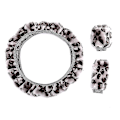 Miniatyrbillede 1 af 4: 3 stk. Leopard Plys Styrringhjul Betræk Vinter Bil Tilbehør Gray
