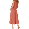 Miniatyrbild 3 av 5: Roylamp Women's Summer 2-delade outfits Rundhalsad Crop Basic Top Beskuren Byxa Set med vida ben Jumpsuits Orange X-Small