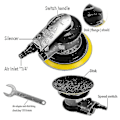 Miniatyrbild 3 av 4: Pneumatisk Orbital Sander Luftslipmaskin 5" 6" Vakuum Excentrisk polering/slipmaskin Slipning Vaxning Verktyg för bilvägg Metall Jsir Russian Federation