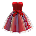 Pikkukuva 2 / 4: Tyttöjen paljettimekko Rainbow Tutu Syntymäpäiväjuhla Prinsessamekko Näyttelypuku Kukkamekko Red 110cm(4-5T)