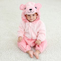 Miniatyrbilde 1 av 2: Michley tegneserie jumpsuit for barn, høst og vinter, dyre hjemmeklær, grenseoverskridende barn flanell klatreklær - Rosa bjørn (70) Pink bear 70cm