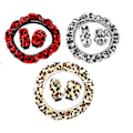 Miniatyrbillede 3 af 4: 3 stk. Leopard Plys Styrringhjul Betræk Vinter Bil Tilbehør Red