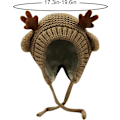 Miniatyrbilde 6 av 8: Søt Hjorte-Elg Hodeplagg Babyhatt Vinter Varmt Plysj Strikket Ørevarmer Bonnet Gutter Jenter Caps Beanie med Hakestropp Coffee One Size