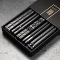 Miniatyrbillede 1 af 5: 5 par legeret lasergravering spisepinde Skridsikre genanvendelige sushi sticks