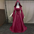 Miniatyrbild 7 av 8: Gotisk Huvad Kläning Brudklänning Cosplay Halloween Claret M