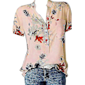 Miniatyrbild 2 av 5: Blommiga toppar för kvinnor 2023 Button Down Mode Casual Lång-/kortärmade skjortor Blus Pink 4X-Large