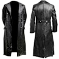 Miniatyrbillede 1 af 5: Tysk Klassisk Officer Ww2 Militær Uniform Sort Læder Trenchcoat Black M