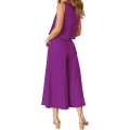 Miniatyrbild 3 av 5: Roylamp Women's Summer 2-delade outfits Rundhalsad Crop Basic Top Beskuren Byxa Set med vida ben Jumpsuits Purple X-Small