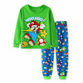Miniatyrbild 1 av 2: Super Mario Tema Pojkar Barn Barn Långärmad Pyjamas Set Pjs Nattkläder Loungewear Outfit B 5-6 Years