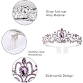 Miniatyrbillede 2 af 3: Tiara-kroner til kvinder og piger - Elegant prinsessekrone - Tiaraer til kvinder - Brude- og bryllupskrystalkrone - Tiara-hårtilbehør