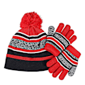 Miniatyrbild 5 av 5: Handskar Tvådelad Set Vinter Fleecefodrad Varm Barn Femfingrade Stickade Kalltålig Brittisk Hatt Purplish red Average size