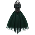 Miniatyrbilde 1 av 5: Steampunk Gotisk kjole for kvinner Ermeløs høy lavt design blonder middelalderkostyme Blue-green S