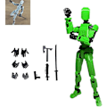 Miniatyrbillede 1 af 3: T13 Action Figur, Titan 13 Action Figur med 4 typer våben og 3 typer hænder, T13 Action Figur 3d trykt Multi-jointed Movable Green black