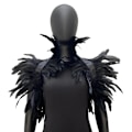 Miniatyrbillede 1 af 5: Fjer Shrug Shawl Skulder Wrap Kappe Blød Justerbar Retro Gothic Krave Cosplay Party Krop Scene Black