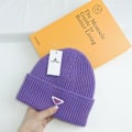 Pikkukuva 1 / 5: Lämmin talvinen neulottu pipo Syksy ja talvi pipo Käänteinen kolmio Muotimerkki Rento Korvanlämmittimet Unisex Violetti Purple M