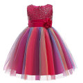 Miniatyrbild 1 av 4: Flickor Paljettklänning Regnbåge Tutu Födelsedagsfest Prinsessklänning Pageant Klänning Blomsterklänning Rose Red 120cm(5-6T)