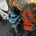 Miniatyrbillede 8 af 8: Oni Demon Oni Samurai Spøgelsesmaske Samurai Spøgelse Azul