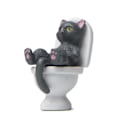Miniatyrbillede 1 af 2: Sød killing kat sidder på toilet ornament pvc statue figur skrivebord dekoration Grey 1Pc