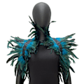 Miniatyrbillede 1 af 5: Fjer Shrug Shawl Skulder Wrap Kappe Blød Justerbar Retro Gothic Krave Cosplay Party Krop Scene Graphite blue