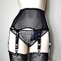 Miniatyrbilde 3 av 5: Sexy Dame Midje Strømpebåndholder for Strømper-WELLNGS Svart Black XL