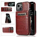 Miniatyrbild 1 av 5: Plånboksfodral med Kortfack, Premium Läder Magnetlås Ställ Robust Skydd för iPhone 26 (brun)（PA） brown iPhone14Plus