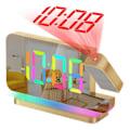 Miniatyrbillede 1 af 5: Projektionsvækkeur, 7,4 tommer LED-spejl digitale ure-skærm, +180 roterbar projektor, natlys guld Gold