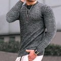 Miniatyrbillede 1 af 3: Vaffelstrikket herre pullover med rund hals, trendy sportsfritids løs strikket langærmet sweatshirt Dark Gray M