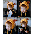 Miniatyrbilde 7 av 7: Søt Hjorte-Elg Hodeplagg Babyhatt Vinter Varmt Plysj Strikket Ørevarmer Bonnet Gutter Jenter Caps Beanie med Hakestropp Yellow One Size
