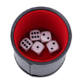 Miniatyrbillede 2 af 5: PU Læder Terningkop, Flannel Linning Terning Shaker Til Bar Fest Terningspil, Inkluderer 5stk Prik Terninger Sæt