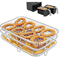Miniatyrbild 1 av 5: Multifunktionell trelagers stapelbar luftfritösställ Kompatibel med Ninja Dual Zone Foodi Luftfritös [af400eu]/[af300eu], Luftfritöstillbehör
