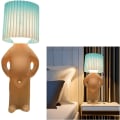 Miniatyrbilde 1 av 3: En kreativ lampe av den lille sjenerte mannen, morsom, slem gutt ledet bordlampe, romantisk led nattbordslampe, nattlys Nyhetsgave Blue