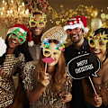 Miniatyrbilde 3 av 4: 12 stk julebriller med glitter - festlige julebriller - juledekorasjonstilbehør - kostymebriller til julefester og festlige gaver