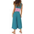 Miniatyrbild 4 av 5: Roylamp Women's Summer 2-delade outfits Rundhalsad Crop Basic Top Beskuren Byxa Set med vida ben Jumpsuits Contrast Blue Large