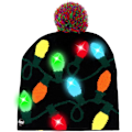 Miniatyrbillede 1 af 6: LED Julehue med Lys - Julehatte i Strik med 6 Farverige LED-Lys, Unisex Vinterhue Black