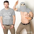 Miniatyrbilde 1 av 5: 2025 Ny Menn Spør Meg Om Min Ninja Forkledning Flip T-skjorte Morsom Kostyme Grafisk Humor A+ Light gray 2XL