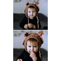 Miniatyrbilde 8 av 8: Søt Hjorte-Elg Hodeplagg Babyhatt Vinter Varmt Plysj Strikket Ørevarmer Bonnet Gutter Jenter Caps Beanie med Hakestropp Coffee One Size