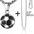 Miniatyrbillede 1 af 3: Pxcl Farveblok Fodbold Tilbehør Personlighed Mænds Rustfrit Stål Halskæde Black and White