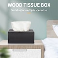 Miniatyrbild 2 av 5: Rektangulär servettbehållare i trä, naturlig träservettbehållare för vardagsrum, sovrum, kök black