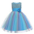 Miniatyrbild 1 av 4: Flickor Paljettklänning Regnbåge Tutu Födelsedagsfest Prinsessklänning Pageant Klänning Blomsterklänning Blue 100cm(3-4T)