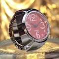 Miniatyrbillede 1 af 5: 2 stk L04 Urskive Quartz Analog Watch Creative Steel Cool Elastisk Quartz Finger Ring Watch Til Mænd / Red